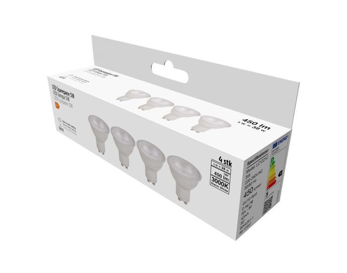 LED spotpære GU10 5W SMD 4-pk